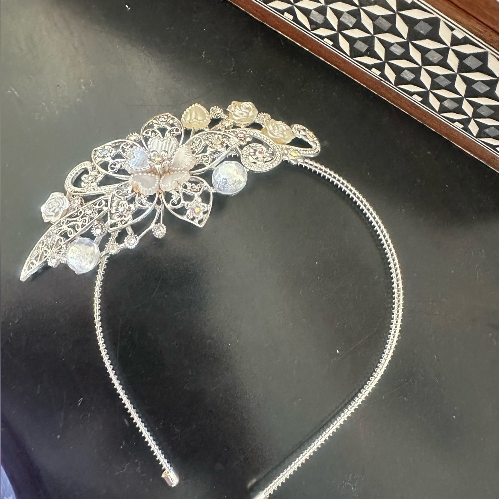 Silver Floral Headband